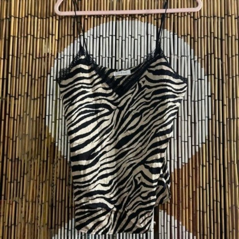 Anine Bing Alicia Silk Cami in Zebra Medium Top